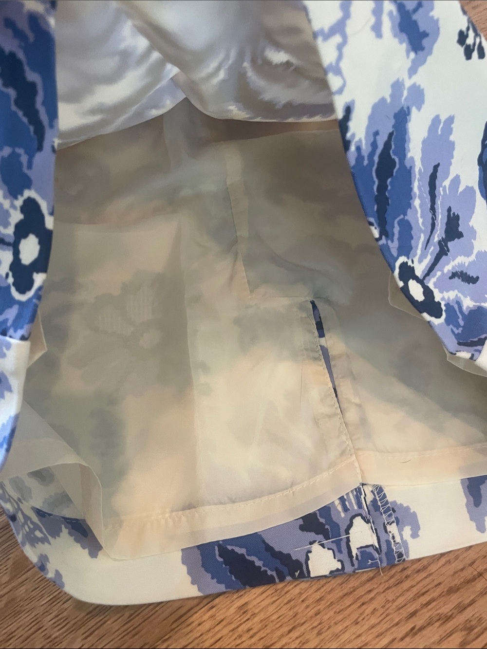 Merona Blue and White Floral Jacquard Pencil Skirt - Picture 3 of 6